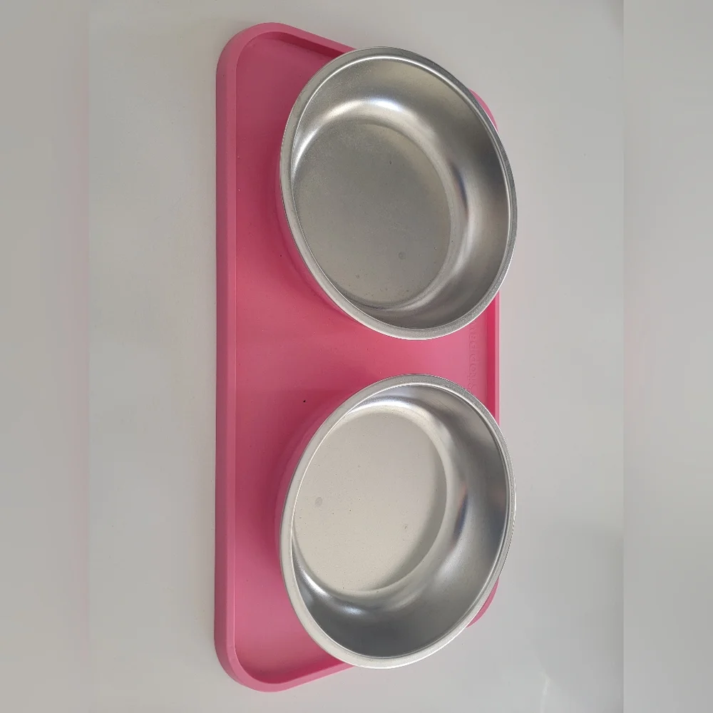 Pink Double Pet Bowl Set